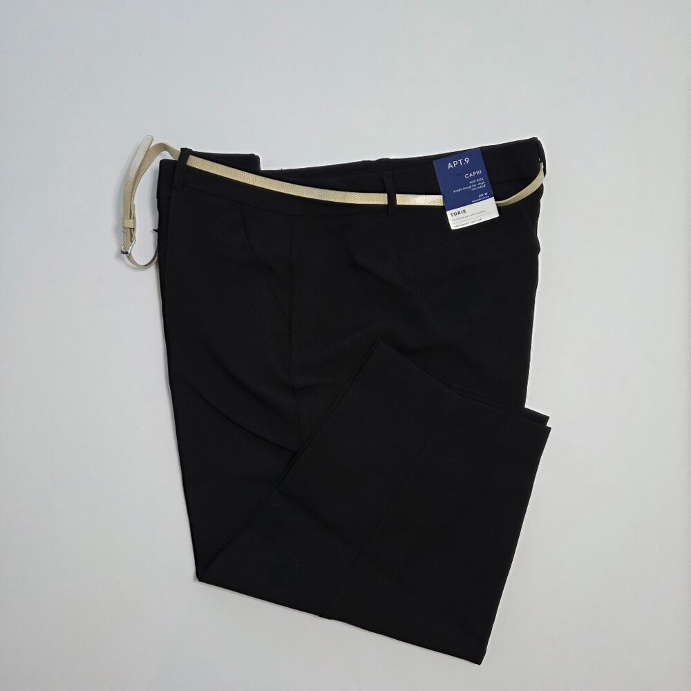 APT. 9 Torie Capri Belted Black Pants, 20W, NWT